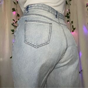 Nasty gal extreme wide leg light blue jeans size 8